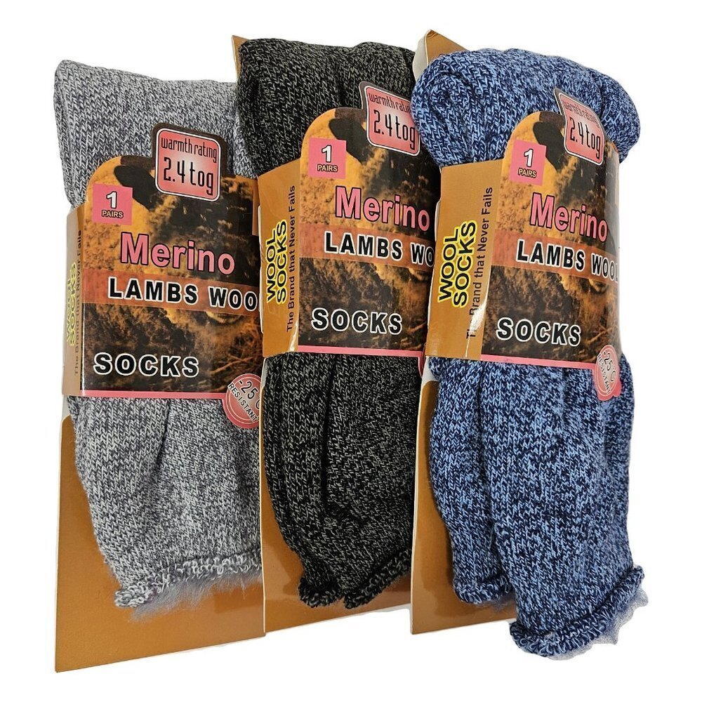 Women Merino Lamb Wool Socks, FUR LINED Very Warm Boots Marled Socks 3 Pairs